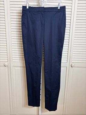 NWT J. Crew Slim Straight Navy Blue Stretch Cotton Dress Pants Size 6 Tall